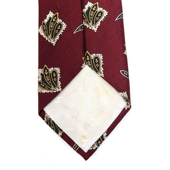 Chanel Mens Vintage Paisley Print Skinny Silk Tie Red - Picture 4 of 9
